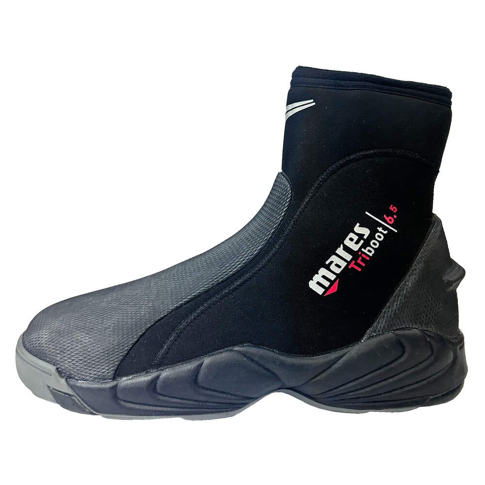 Black and gray Mares Triboot diving boot.