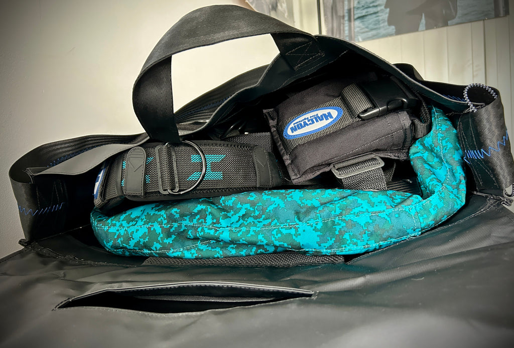 Black bag with diving gear.