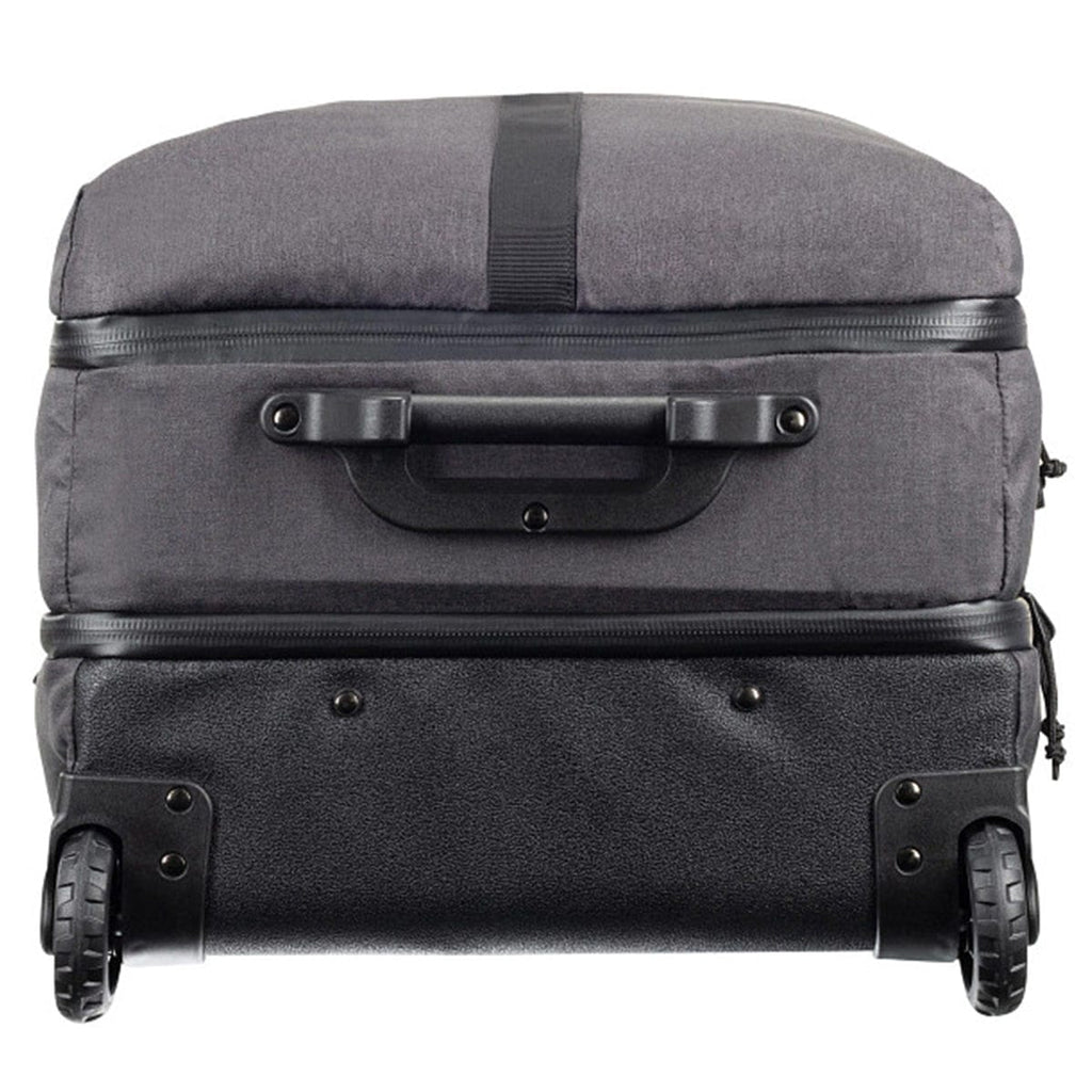 SCPDD118B-2 rolling suitcase, gray & black, top view.