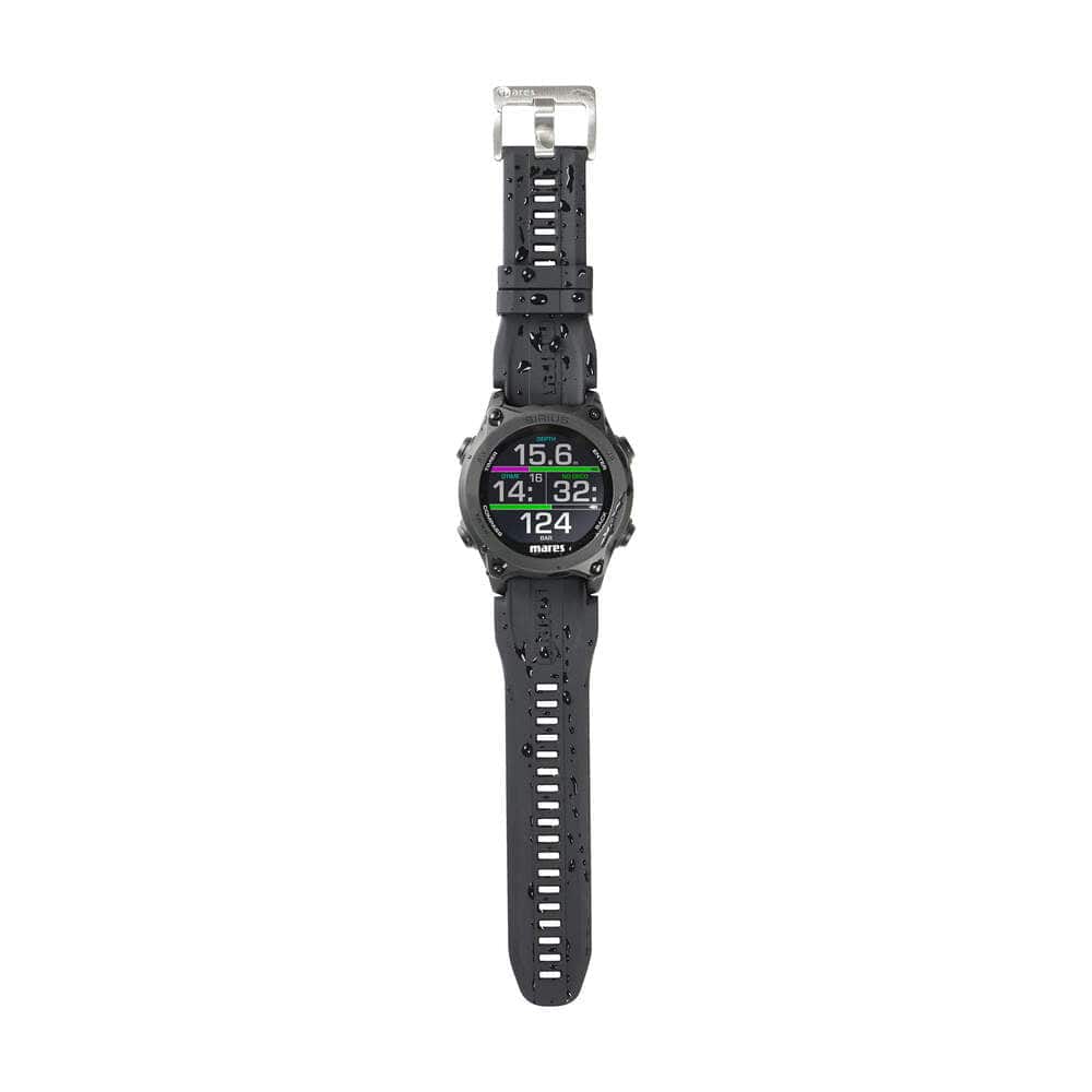 SIRIUS dive computer watch showing time and depth