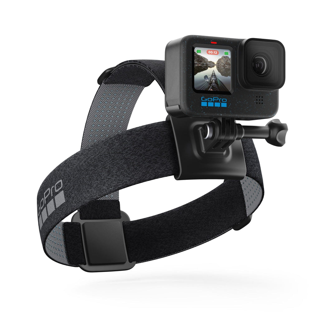 GoPro camera mounted on a head strap