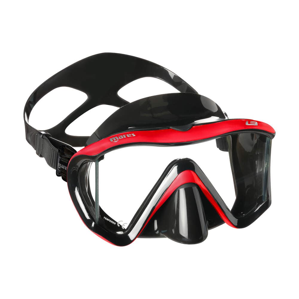 Mares i3 mask, red and black scuba diving mask