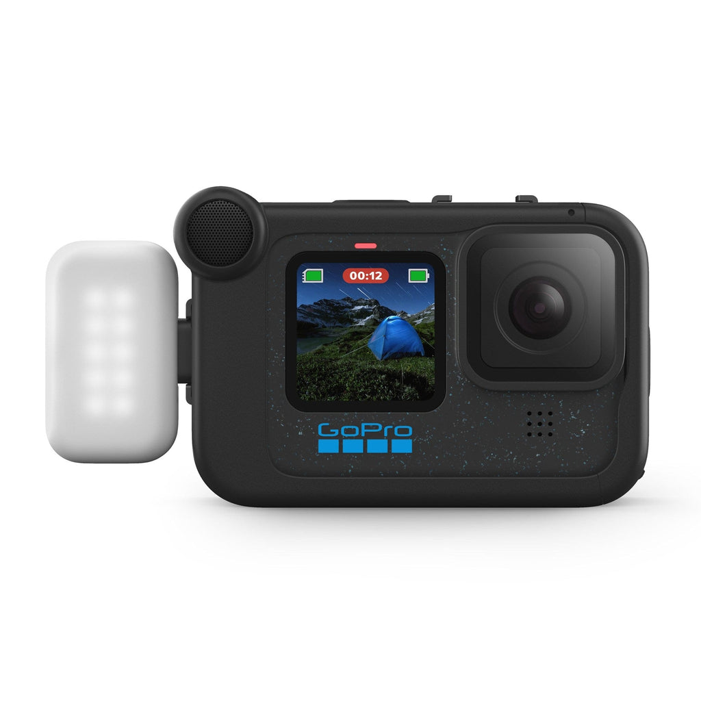 GoPro camera with light mod attached