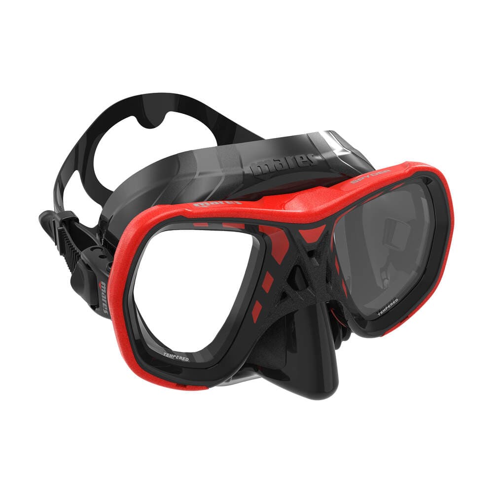 Spyder mask scuba diving mask with red accents