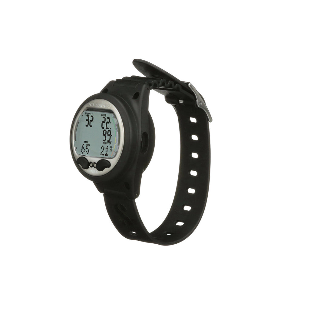 Black wristwatch with digital display.