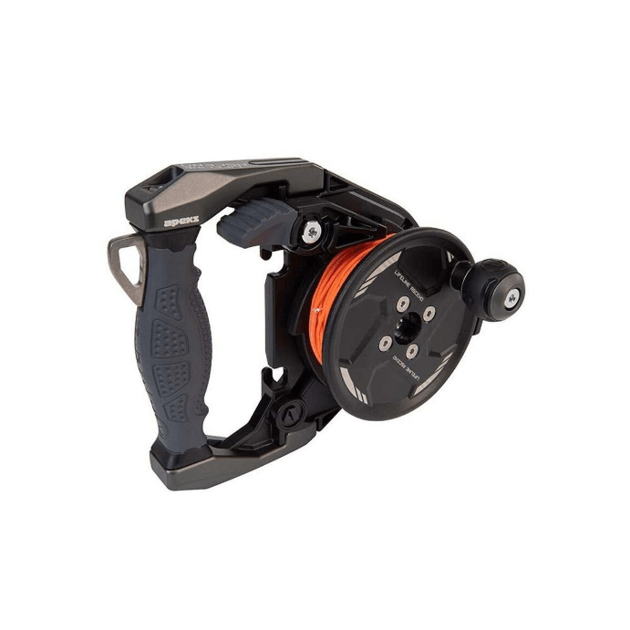 Grey dive reel with orange line