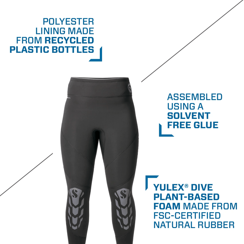 Yulex 3mm dive pants with recycled lining and plant-based foam.