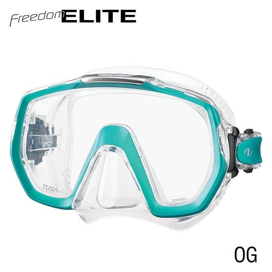 TUSA Freedom Elite diving mask with teal accents